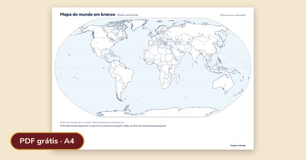 Mapa do mundo em branco para imprimir